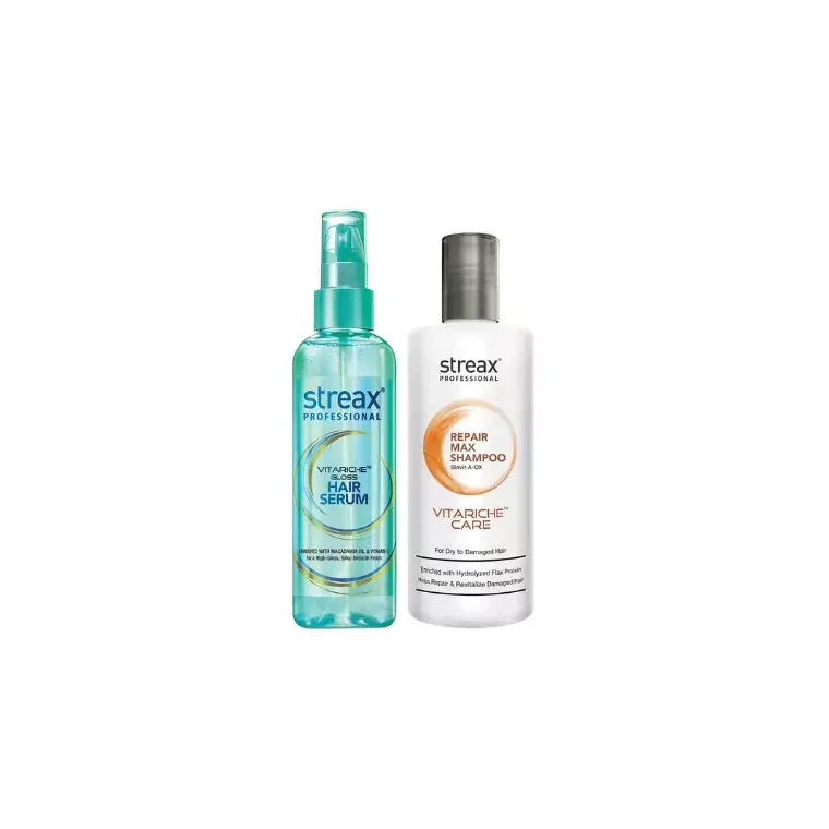 Streax Professional Vitariche Gloss Hair Serum 115ml with Free Streax Repair Max Shampoo